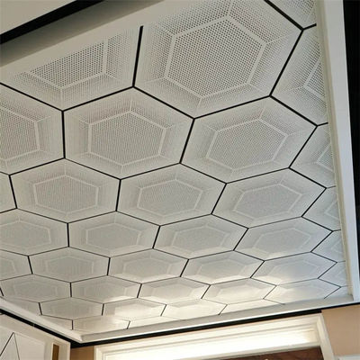 462x462x462x462x462x462 Plafond métallique en aluminium perforé Carreaux de plafond hexagonaux de couleur blanche