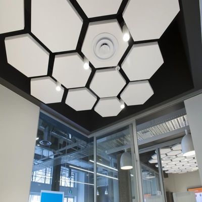Le plafond en aluminium perforé d'hexagone de mode couvre de tuiles personnalisable insonorisé